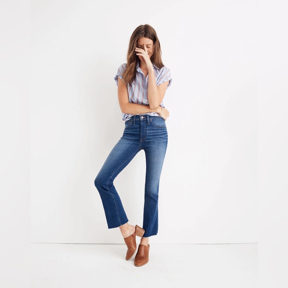 Madewell Cali Demi Boot Mid Rise Fray Denim Jeans Size 28